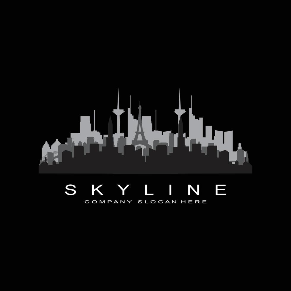 Skyline der Stadt, Wolkenkratzer für städtische Immobiliengebäude Logo-Design-Vektor vektor