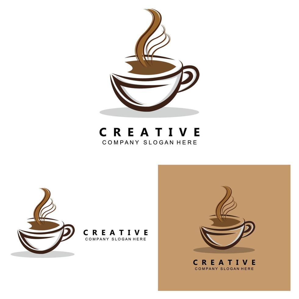 Bohnen und Kaffeetasse Logo Vorlage Vektor Icon Design