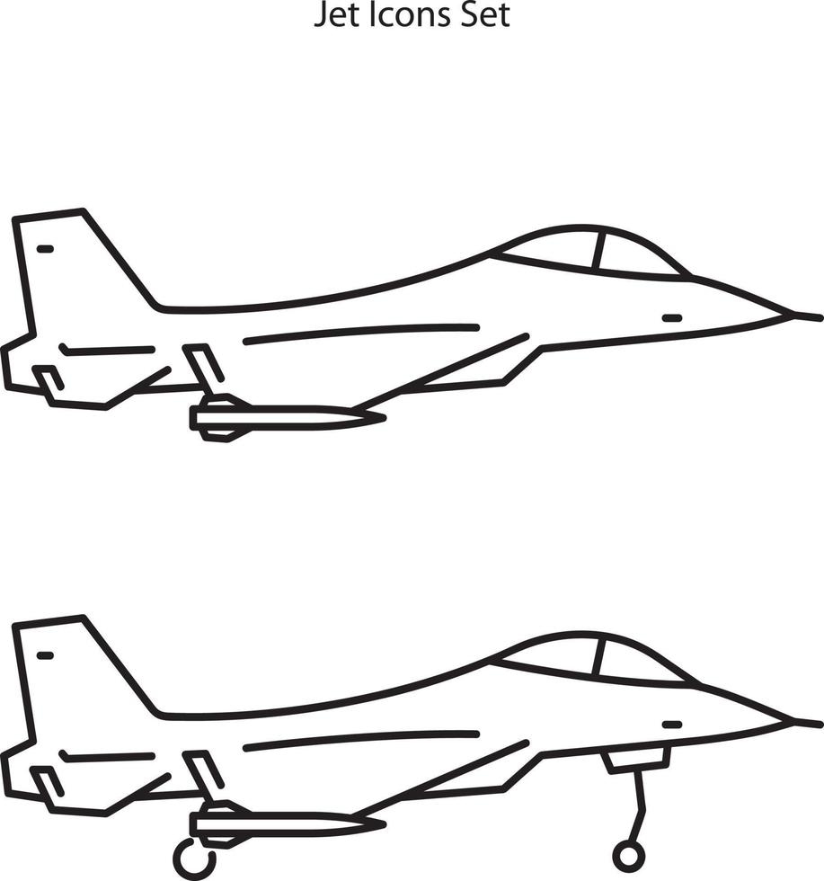 Jet-Icon-Set isoliert auf weißem Hintergrund. Jet-Symbol trendiges und modernes Jet-Symbol für Logo, Web, App, ui. Jet-Symbol einfaches Zeichen. vektor