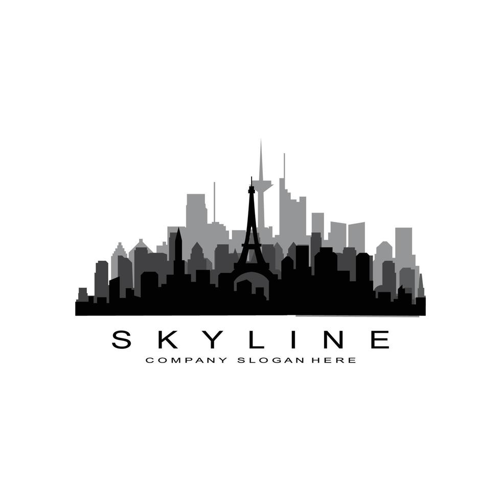 city skyline, skyskrapa för urban fastighetsbyggnad logotyp design vektor