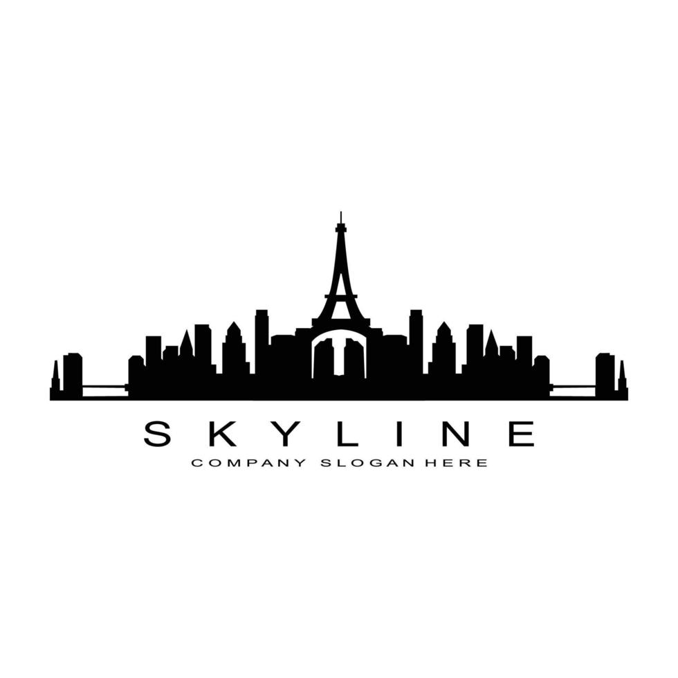 Skyline der Stadt, Wolkenkratzer für städtische Immobiliengebäude Logo-Design-Vektor vektor