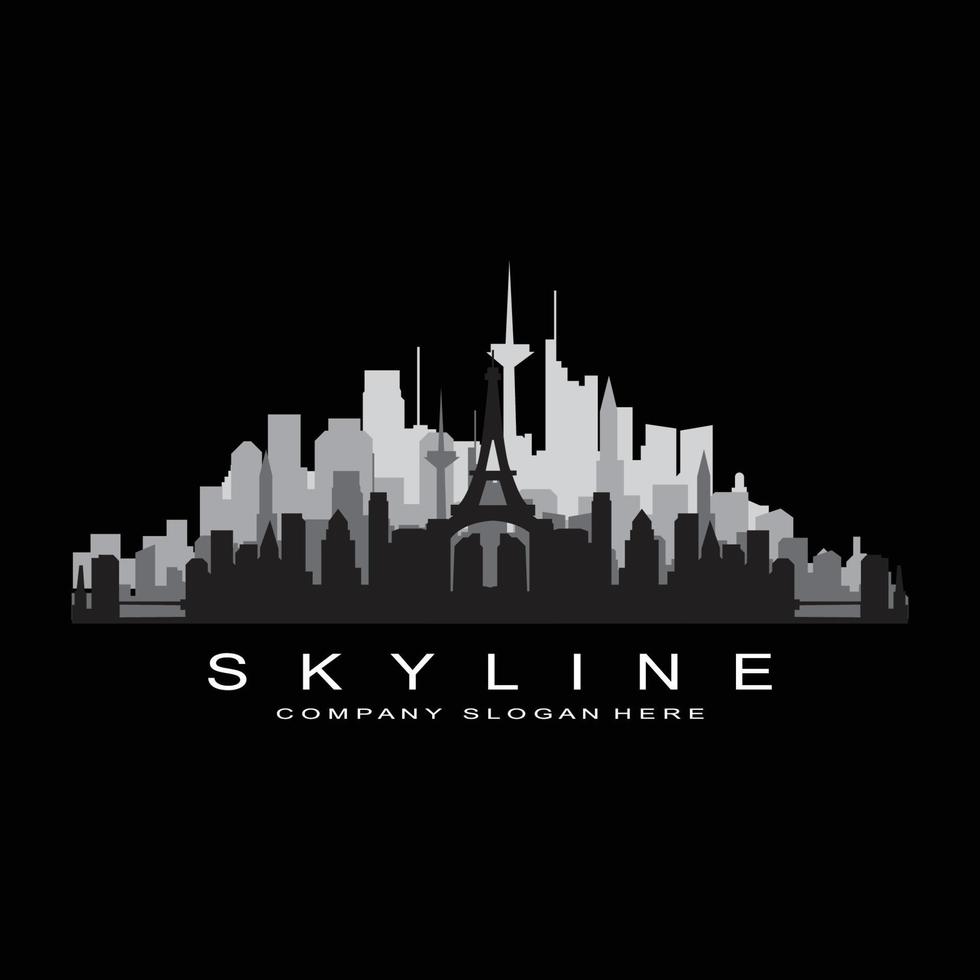 Skyline der Stadt, Wolkenkratzer für städtische Immobiliengebäude Logo-Design-Vektor vektor