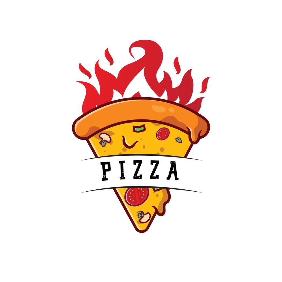 pizza mat logotyp vektordesign med ursprung från Italien, gjord av vete och grönsaker, lämplig för klistermärken, flayers, bakgrunder, screentryck, livsmedelsföretag vektor