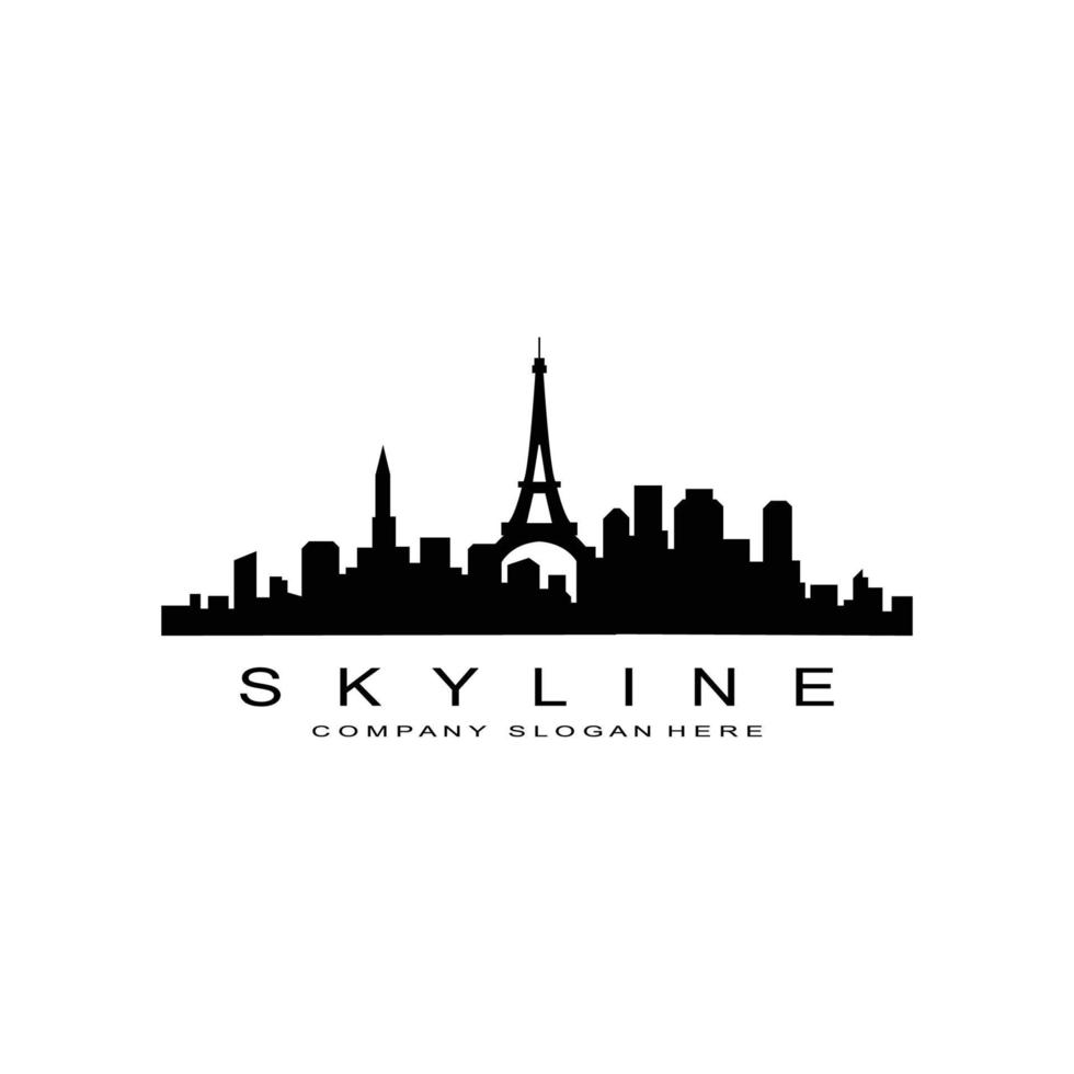 Skyline der Stadt, Wolkenkratzer für städtische Immobiliengebäude Logo-Design-Vektor vektor