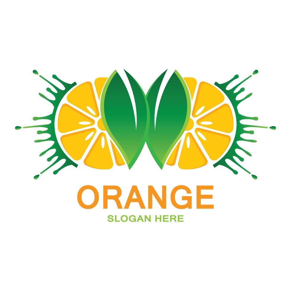 Orangenfrucht-Logo-Symbolvektor. Pflanzeninspiration, Illustration vektor