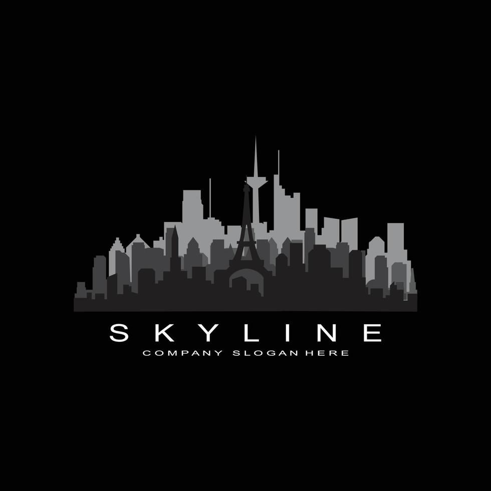 Skyline der Stadt, Wolkenkratzer für städtische Immobiliengebäude Logo-Design-Vektor vektor