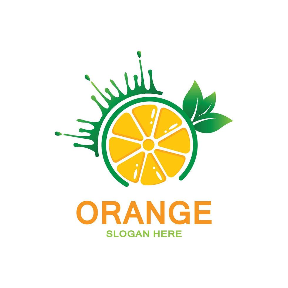 Orangenfrucht-Logo-Symbolvektor. Pflanzeninspiration, Illustration vektor