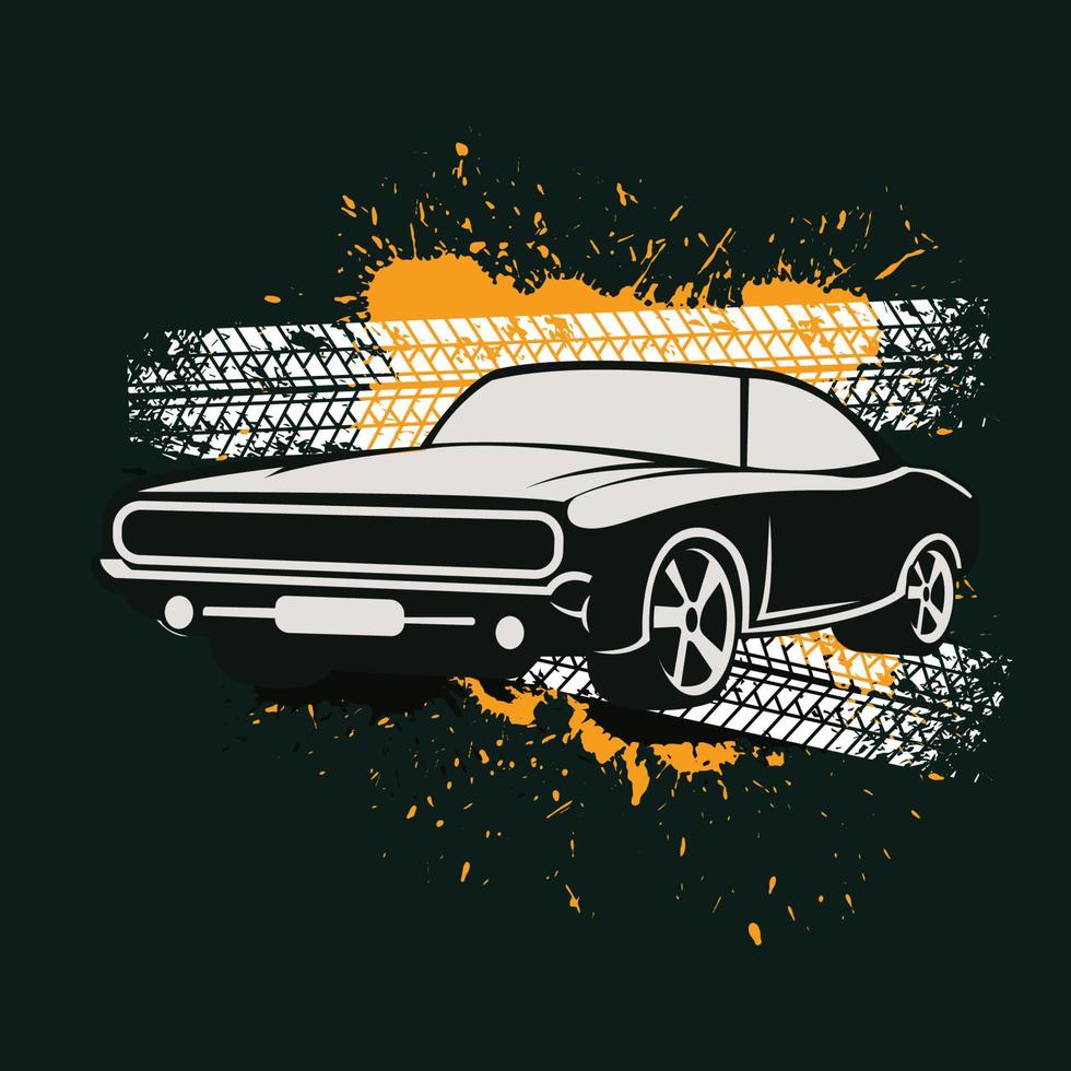 amerikanischer Muscle-Car-Logo-Vektor.Vintage-Design, Garage im alten Stil oder Oldtimer, Geschäft, Autorestaurierung, Reparatur und Rennen, Retro-Konzept vektor