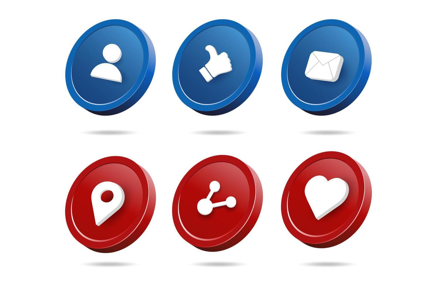 Icon-Set von Social-Media-Reaktion Emoticon. 3D-Illustration Vektor-Social-Media-Schaltflächensymbol. vektor