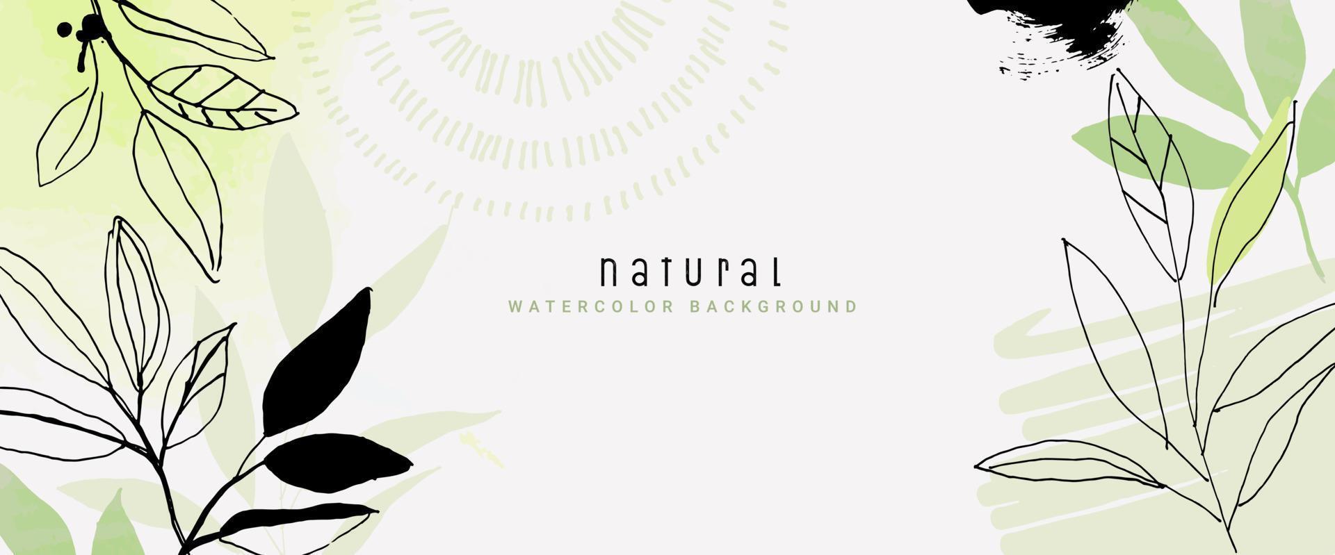 natürlicher aquarellvektorhintergrund für grafik- und webdesign, geschäftspräsentation, marketing. handgezeichnete illustration für natur- und bioprodukte, schönheit und mode, kosmetik und wellness. vektor