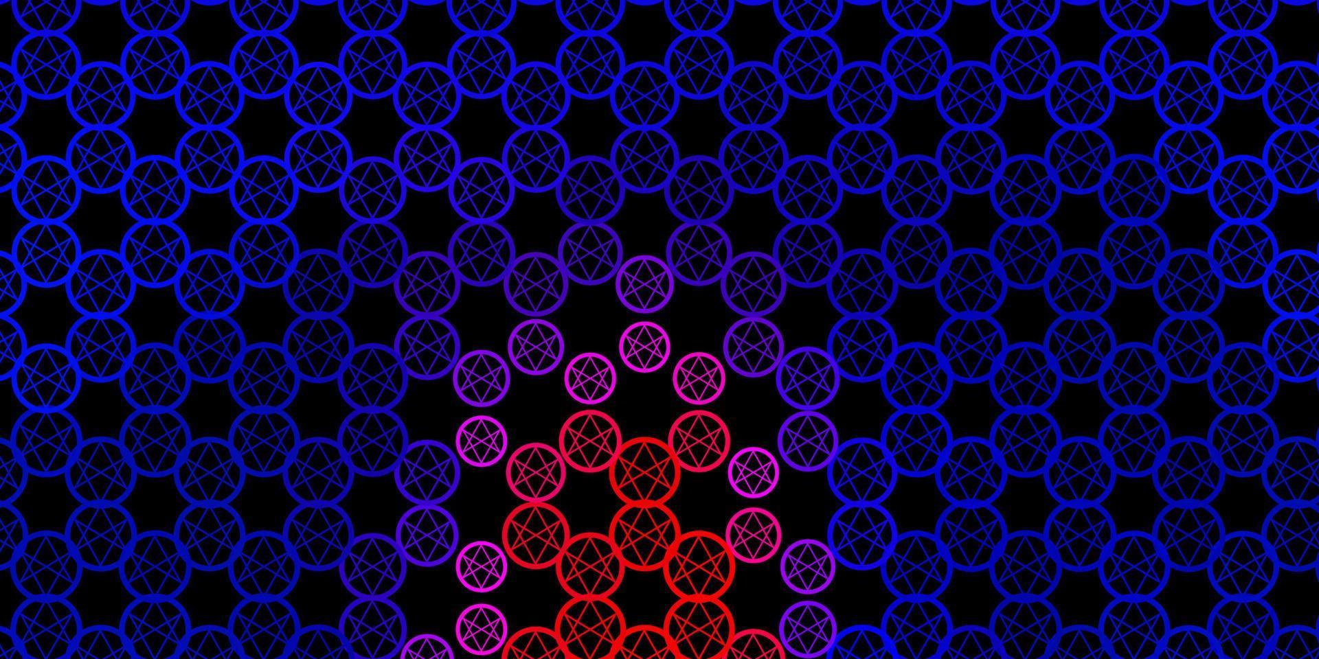 mörkblå, röd vektorbakgrund med ockulta symboler. vektor