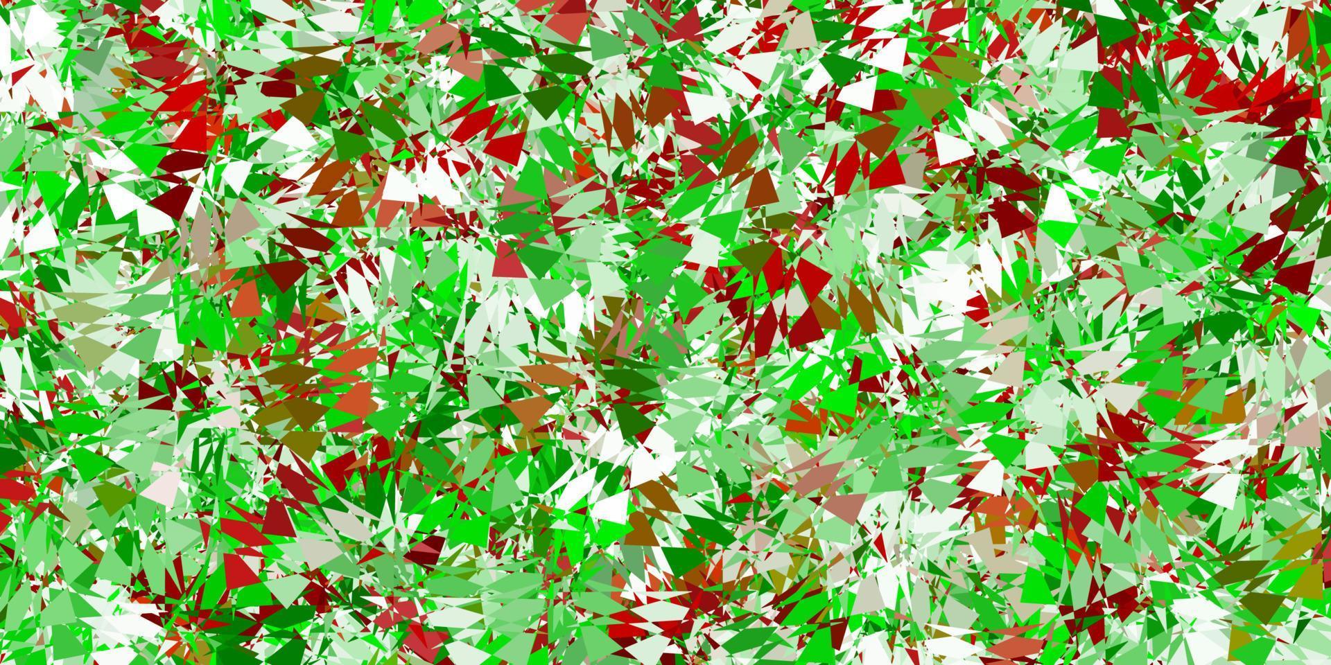 ljusgrönt, rött vektormönster med månghörniga former. vektor