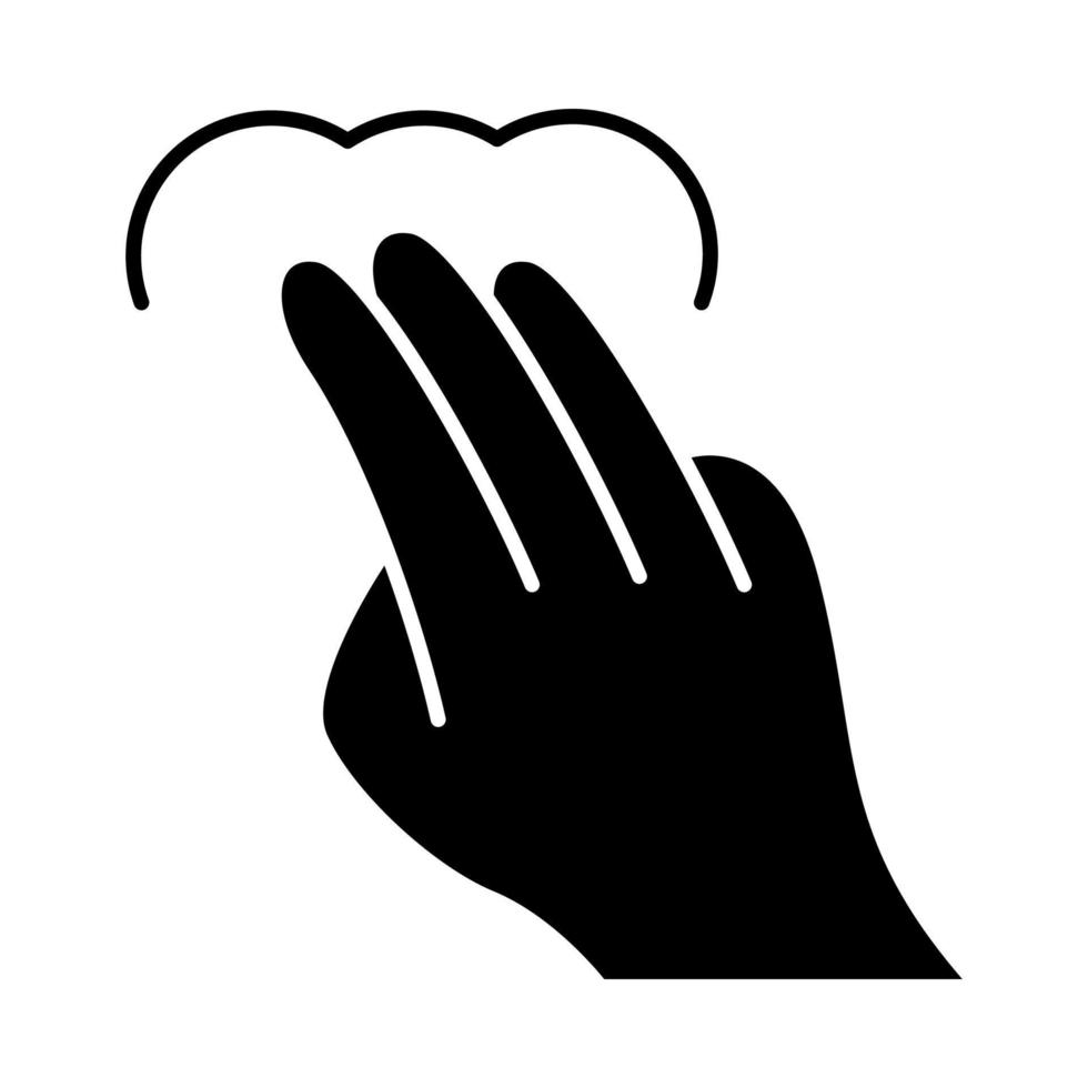 Touchscreen-Gesten-Glyphe-Symbol. 3x Tippen, Zeigen, Klicken, Gestikulieren. menschliche Hand und Finger. mit sensorischen Geräten. Silhouettensymbol. negativer Raum. vektor isolierte illustration