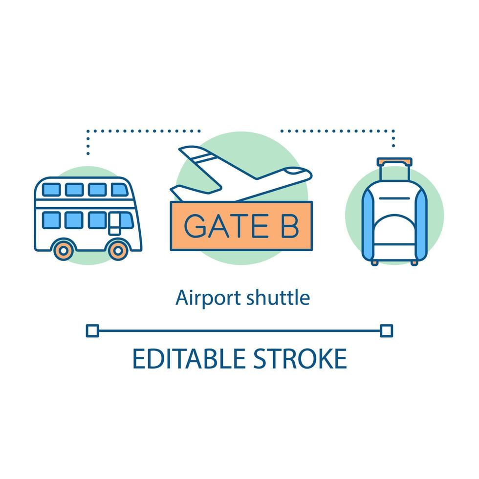 flygplats shuttle koncept ikon. dörr till dörr överföring. kollektivtrafik. transport service idé tunn linje illustration. resa, resa. vektor isolerade konturritning. redigerbar linje