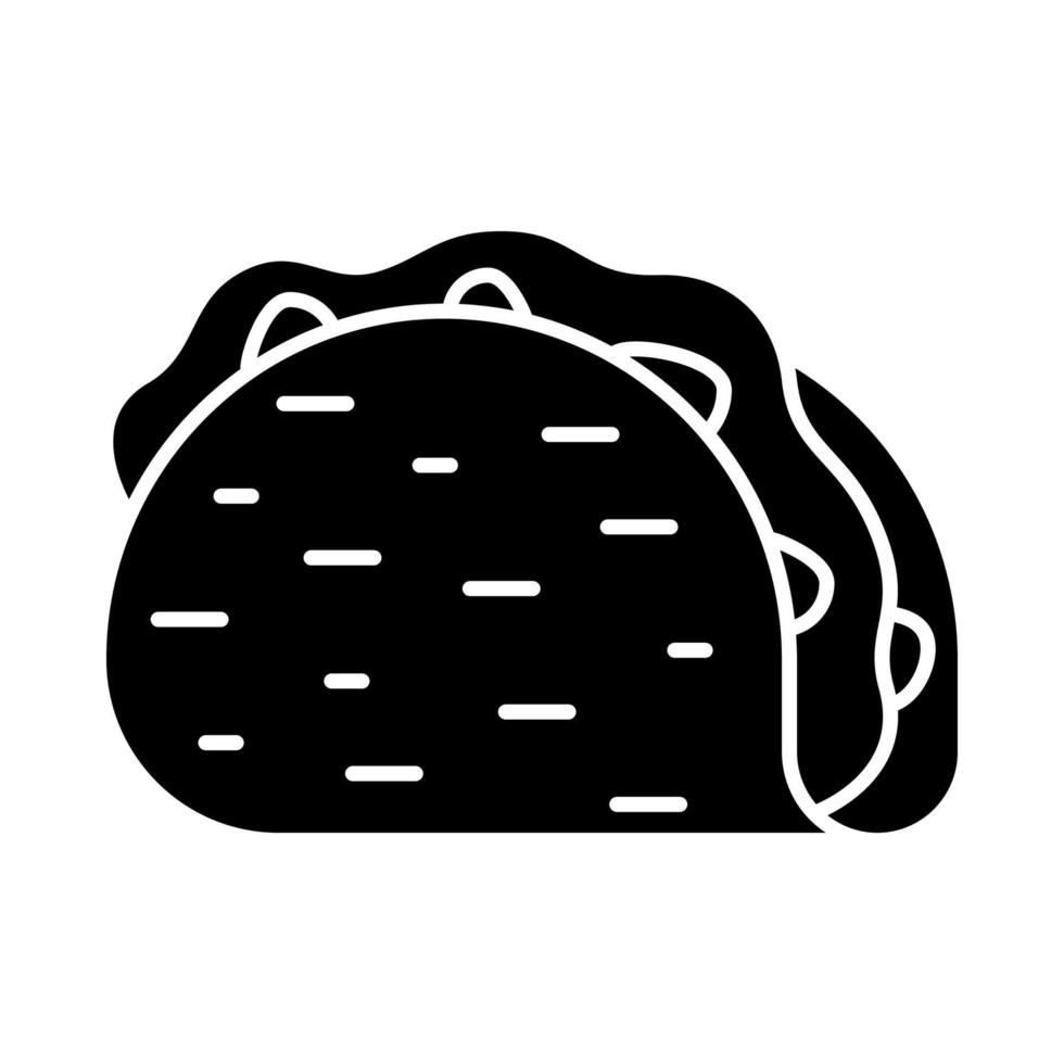 Taco-Glyphe-Symbol. traditionelles mexikanisches gericht. Fast Food. Silhouettensymbol. negativer Raum. vektor isolierte illustration