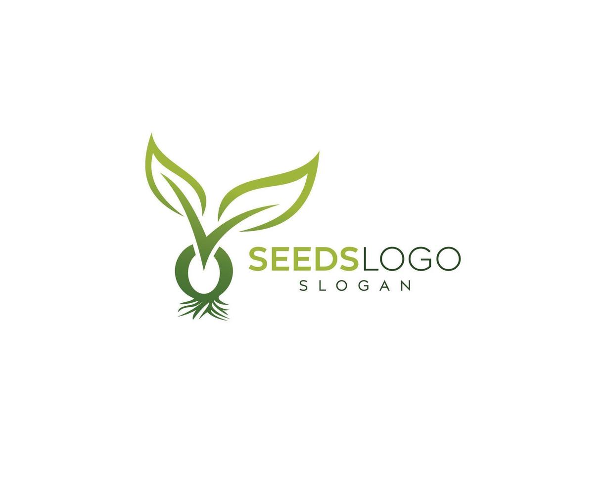 gröna färska naturliga frön logotypdesign-naturliga frölogotypdesign vektor