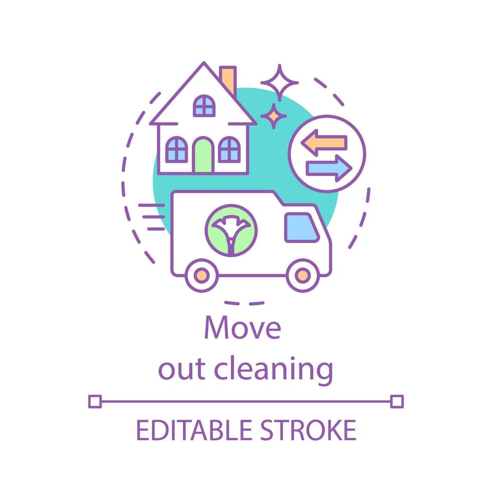 Symbol für das Reinigungskonzept ausziehen. reinigungsservice-idee dünne linienillustration. Frühjahrsputz. fegen, wischen. Umzug in ein anderes Haus. Wohnsitz wechseln. Vektor isoliert Umrisszeichnung. editierbarer Strich
