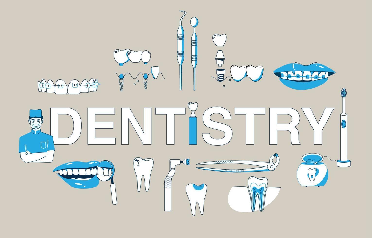 flache textzusammensetzung der zahnmedizin vektor