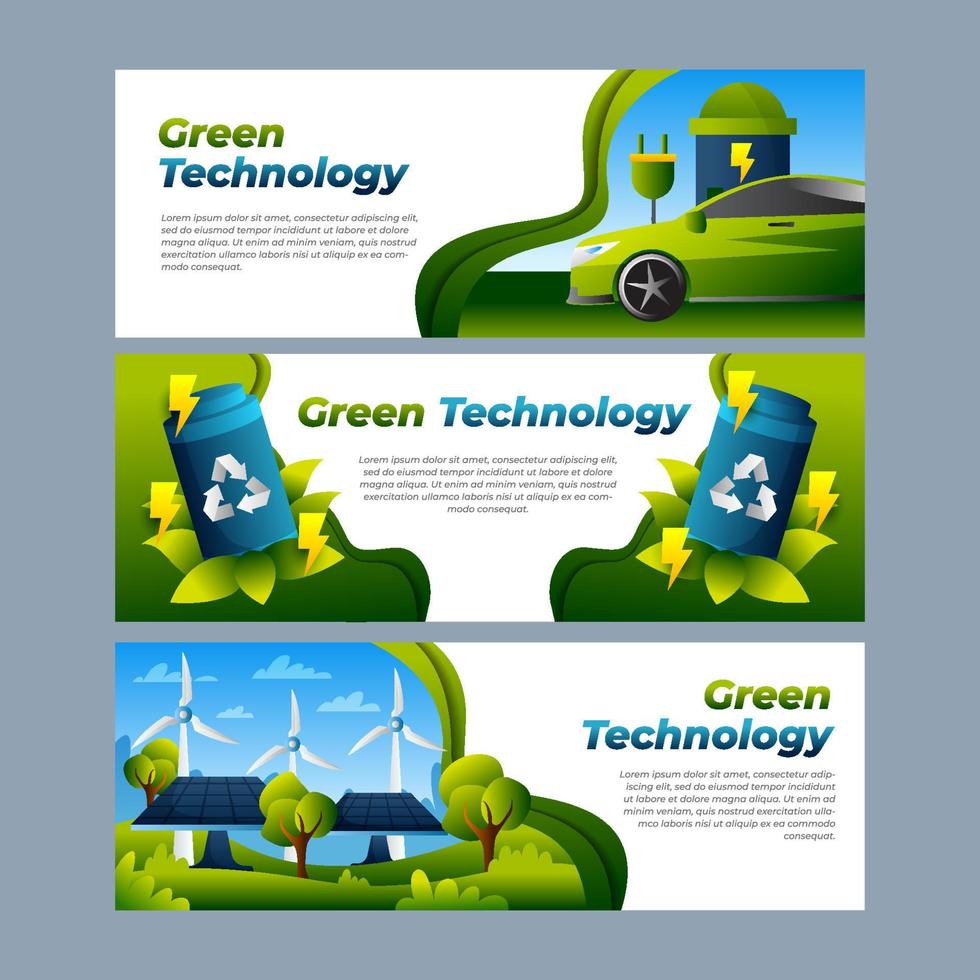 Banner für grüne Technologie gesetzt vektor