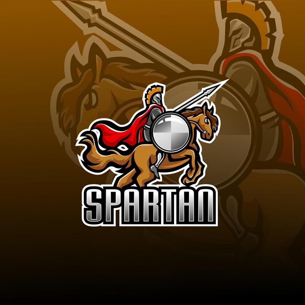 spartansk med hästhopp esport maskot logotyp vektor