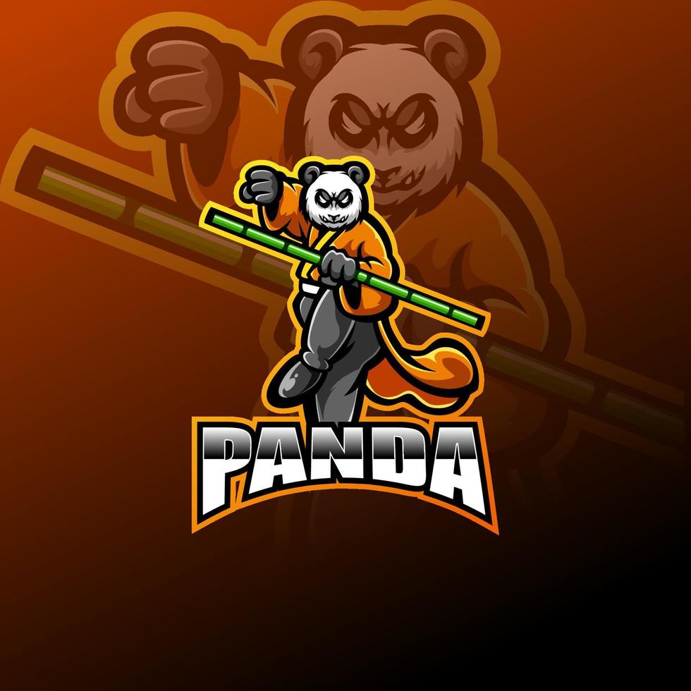 logotypdesign för panda esport maskot vektor