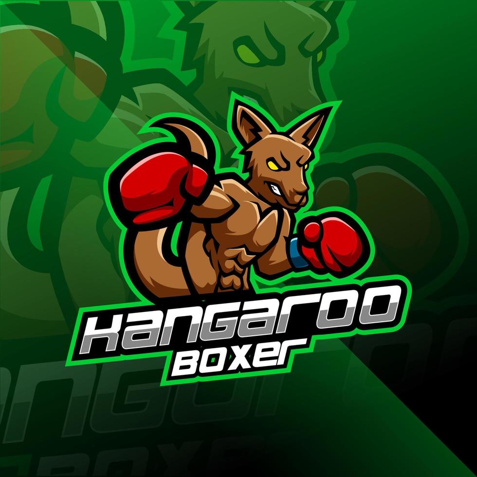 Känguru-Box-Esport-Maskottchen-Logo-Design vektor