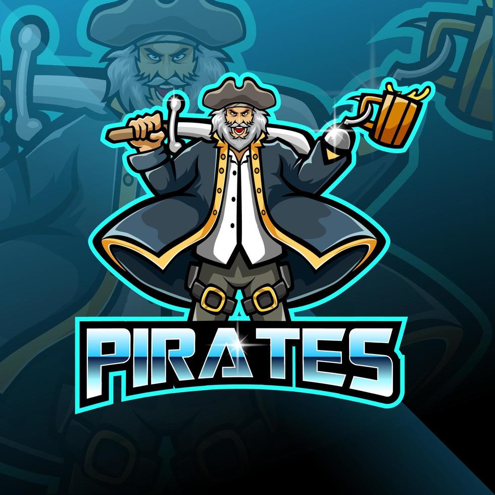 pirater maskot gaming logotyp design vektor