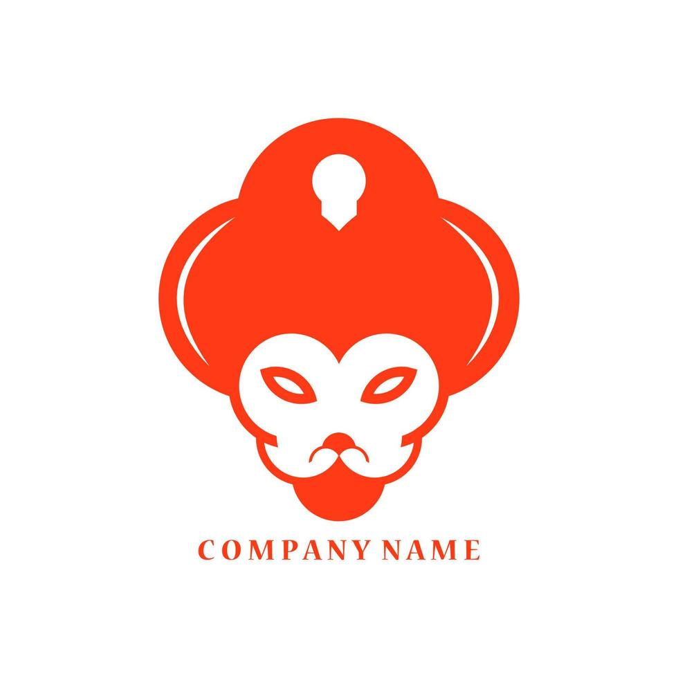 lejonhuvud logotyp och nyckelhål för företag vektor
