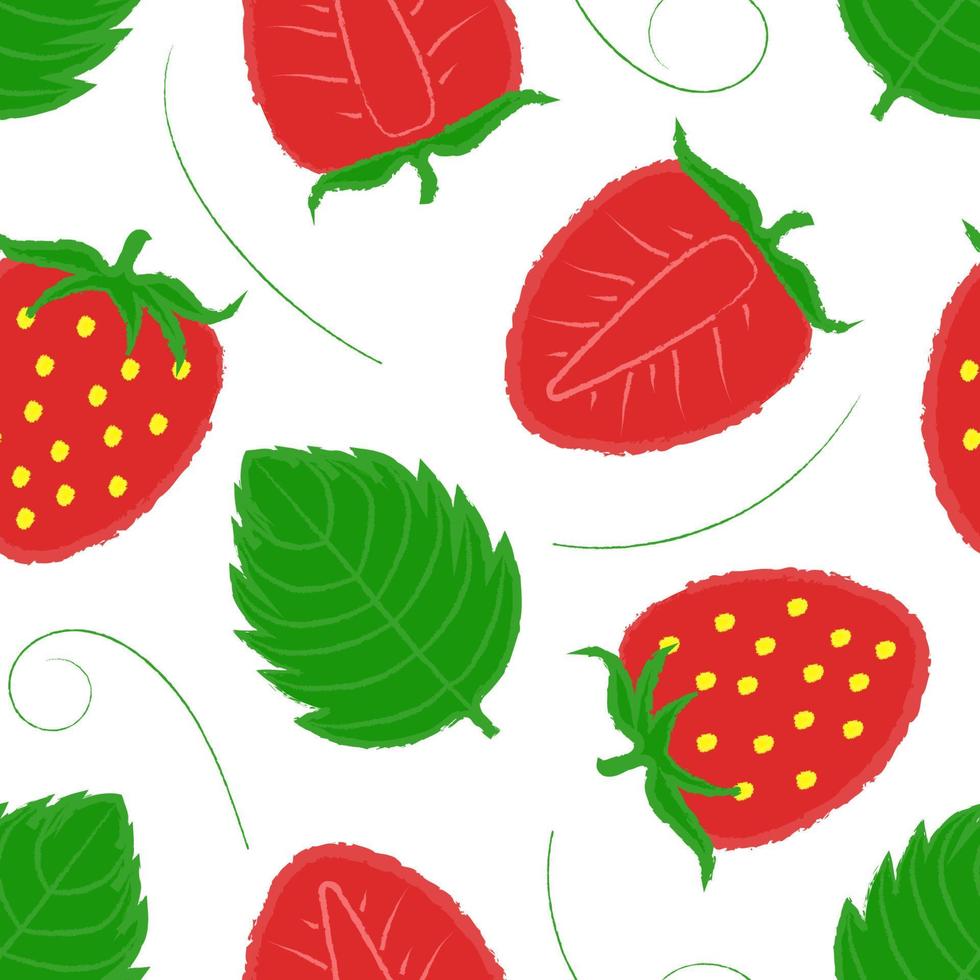 dekorativa vektor seamless mönster med jordgubbar och löv. perfekt för textil och presentpapper