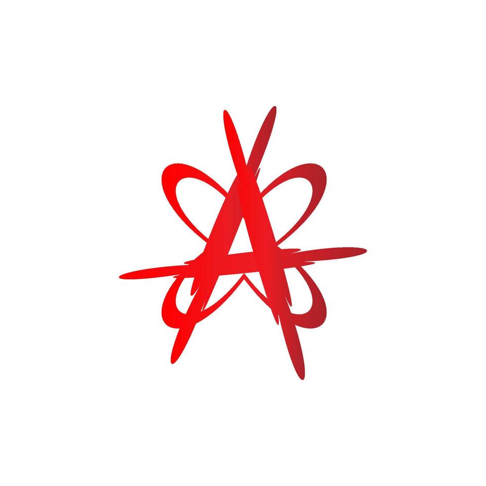 Anarchie-Zeichenillustration mit Schmetterlingsform, Buchstabe a alphabetische Logo-Designvorlage, Blutfarbe, eps 10-Vektordatei vektor