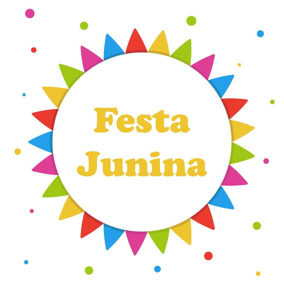 brasiliansk traditionellt firande festa junina illustration med festflaggor festa de sao joao gratulationskort vektor