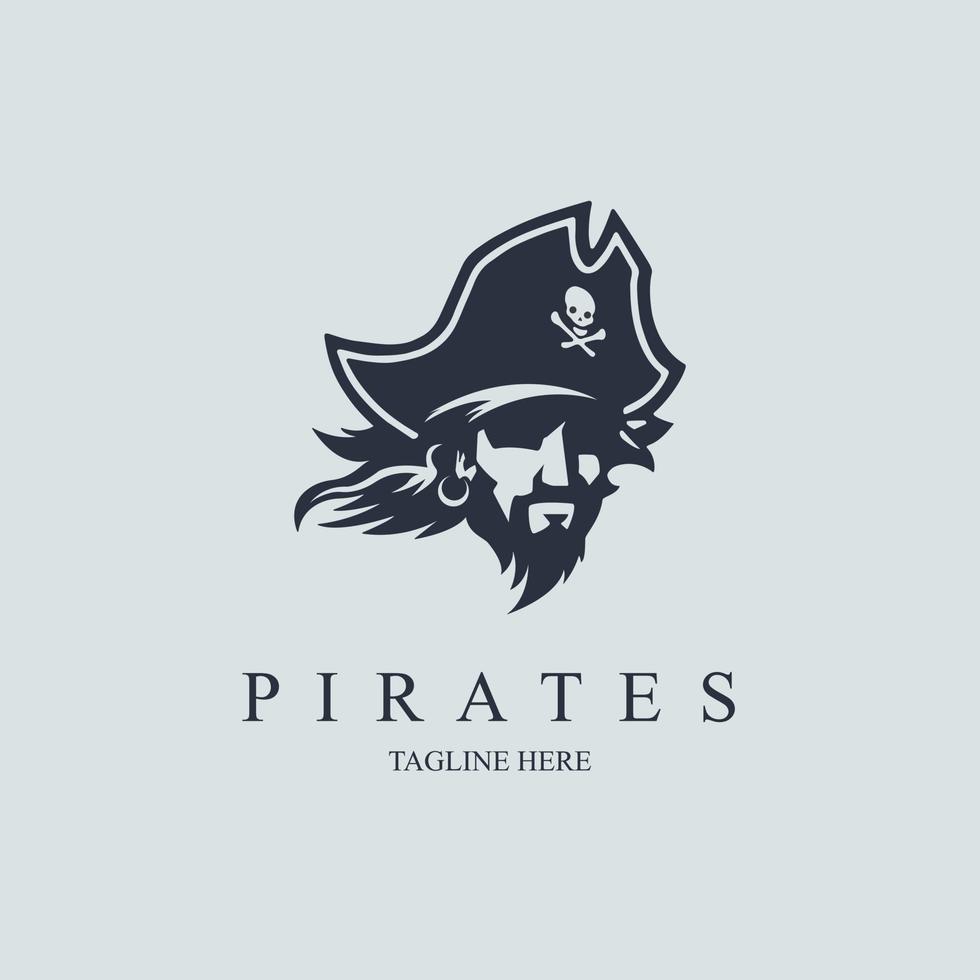 pirates head logotyp vintage design mall vektor för varumärke eller företag och andra
