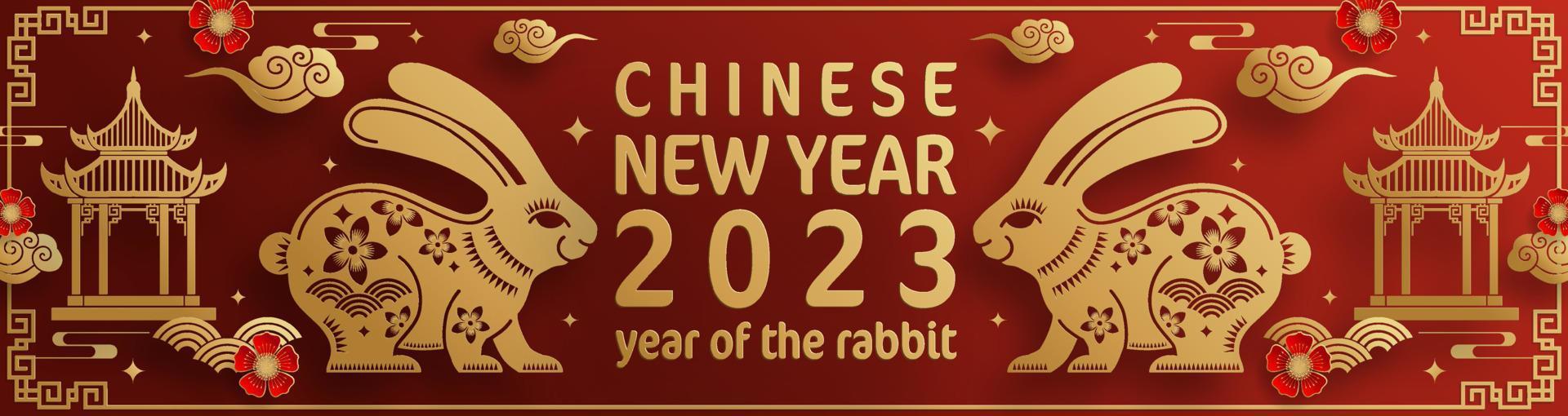 frohes chinesisches neujahr 2023 jahr des kaninchens vektor