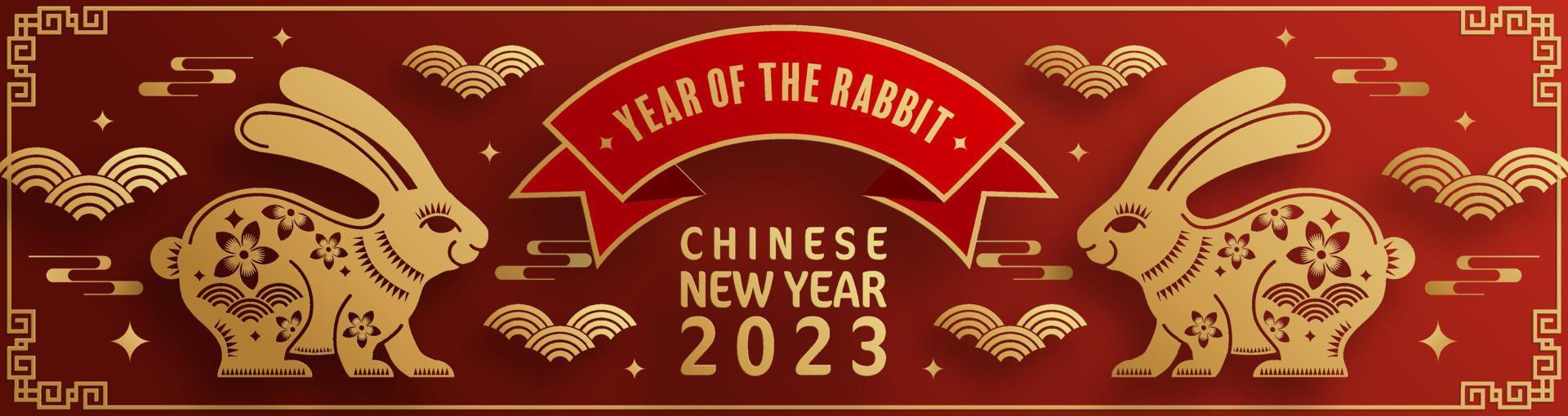 frohes chinesisches neujahr 2023 jahr des kaninchens vektor