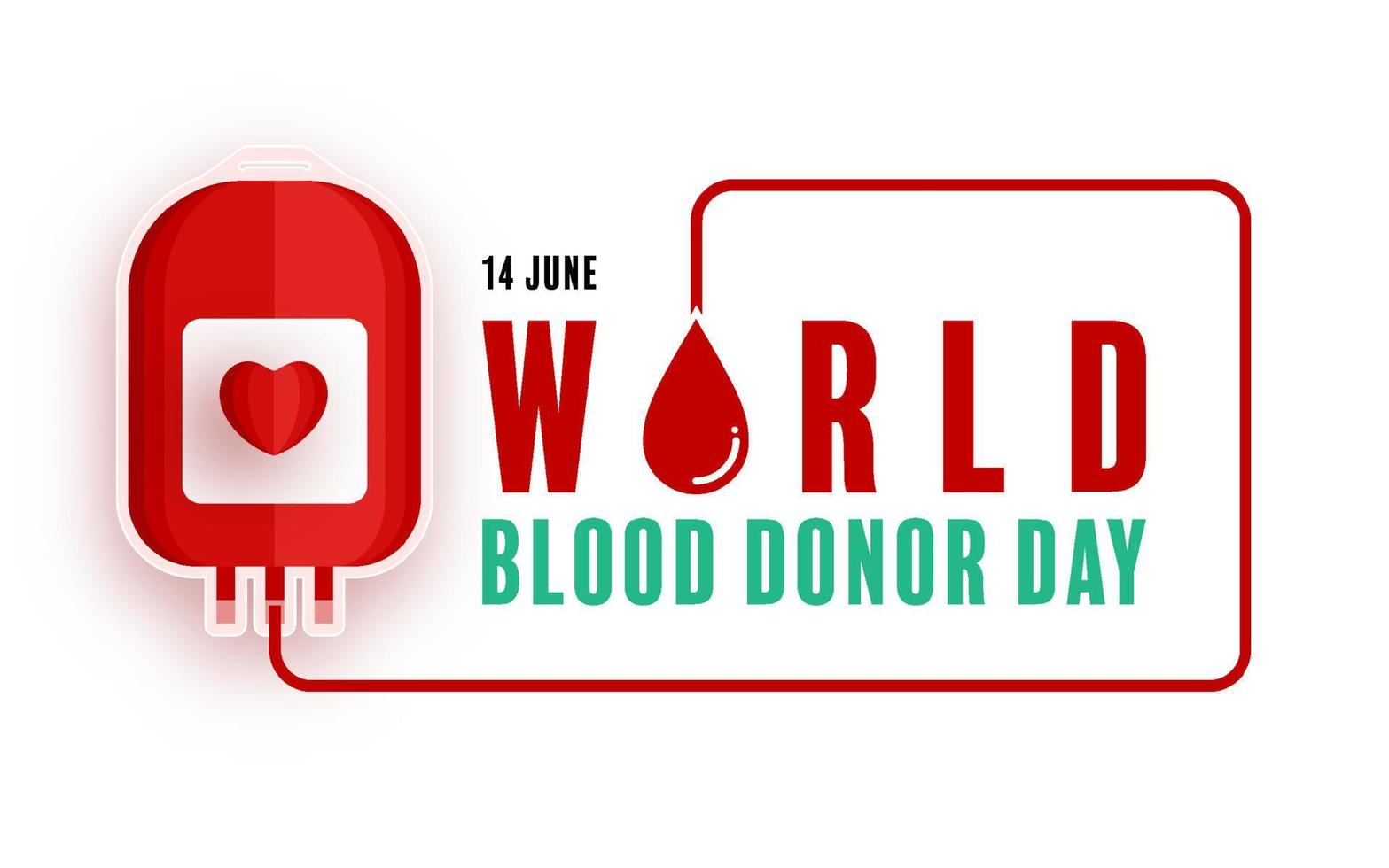 Världsdagen för blodgivare, 14 juni med blodpåse som överför blodkonceptpappersklipp. vektor