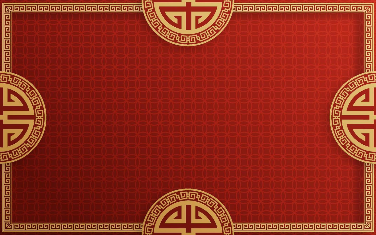 chinesischer rahmenhintergrund rot und goldfarbe mit asiatischen elementen. vektor