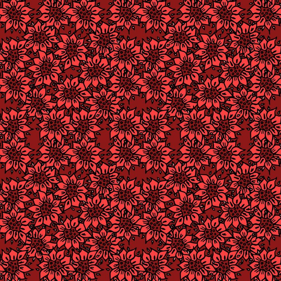 sömlös blommig vektor mönster. färgade blommor bakgrund. doodle blommönster med röda blommor. vintage blommönster illustration