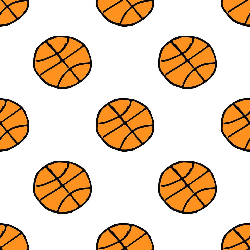 Nahtloses Basketballmuster. Nahtloses Gekritzelmuster mit Basketballball. Vektorillustration mit Basketballball auf weißem Hintergrund vektor