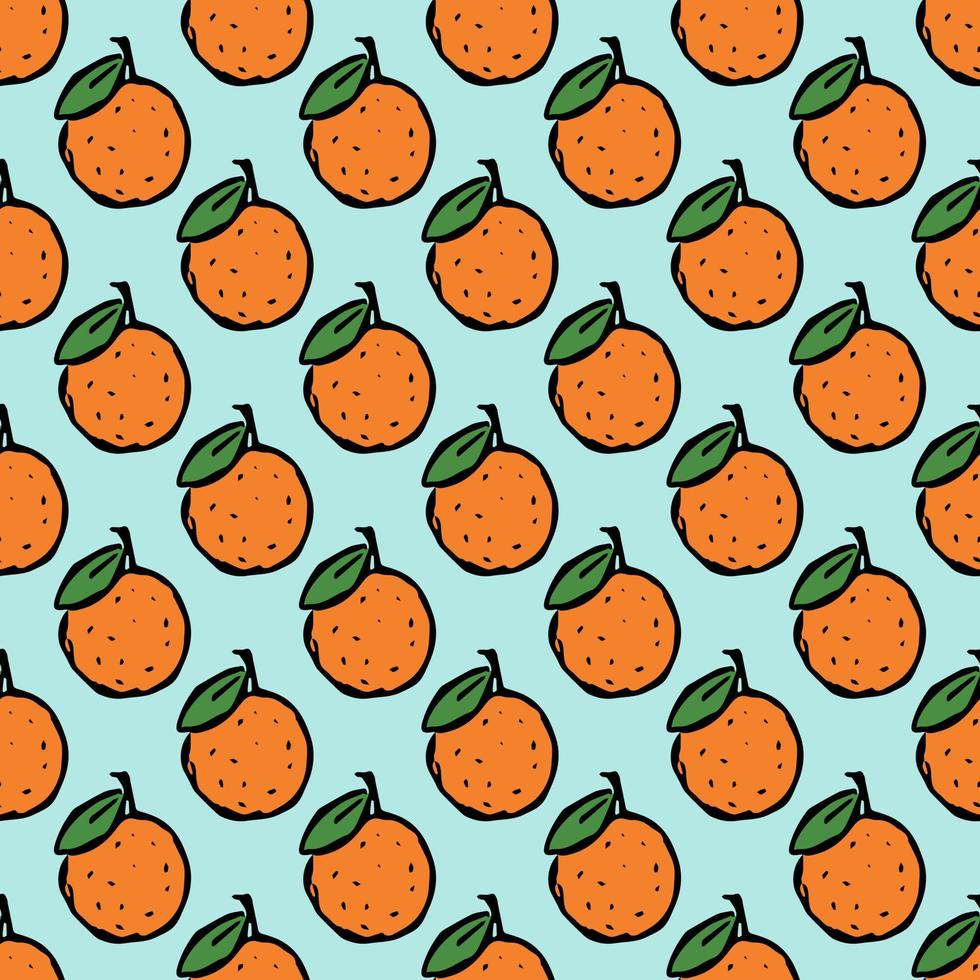 seamless mönster med orange ikoner. färgad orange bakgrund. doodle vektorillustration med frukter vektor