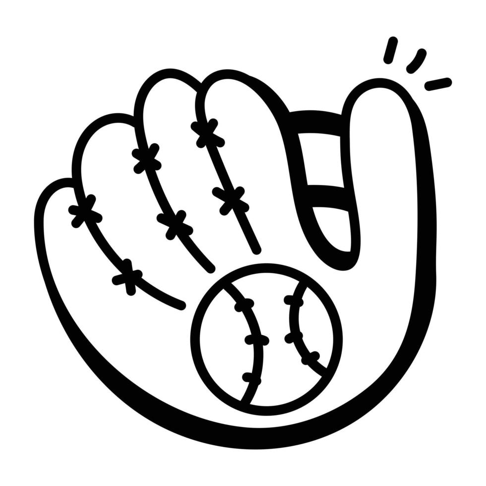 eine Ikone des Baseballhandschuh-Doodle-Vektors vektor