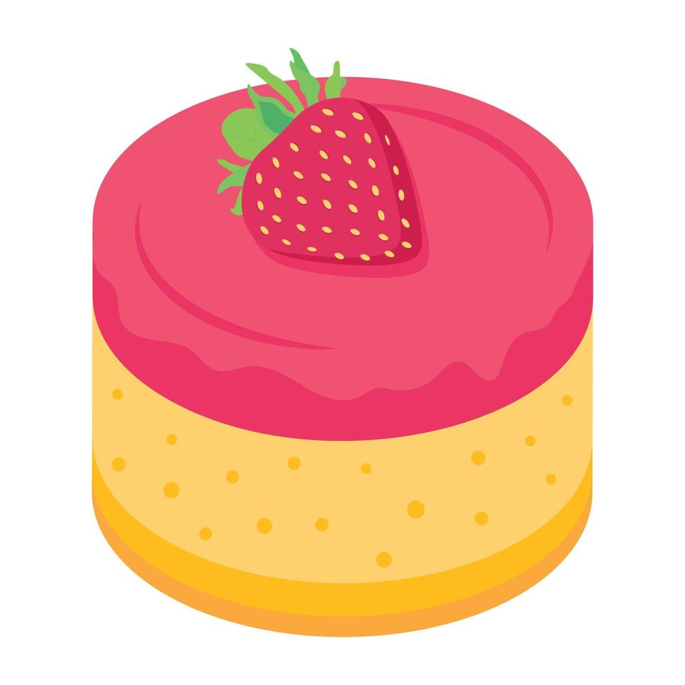 en isometrisk ikon för jordgubbstårta vektor