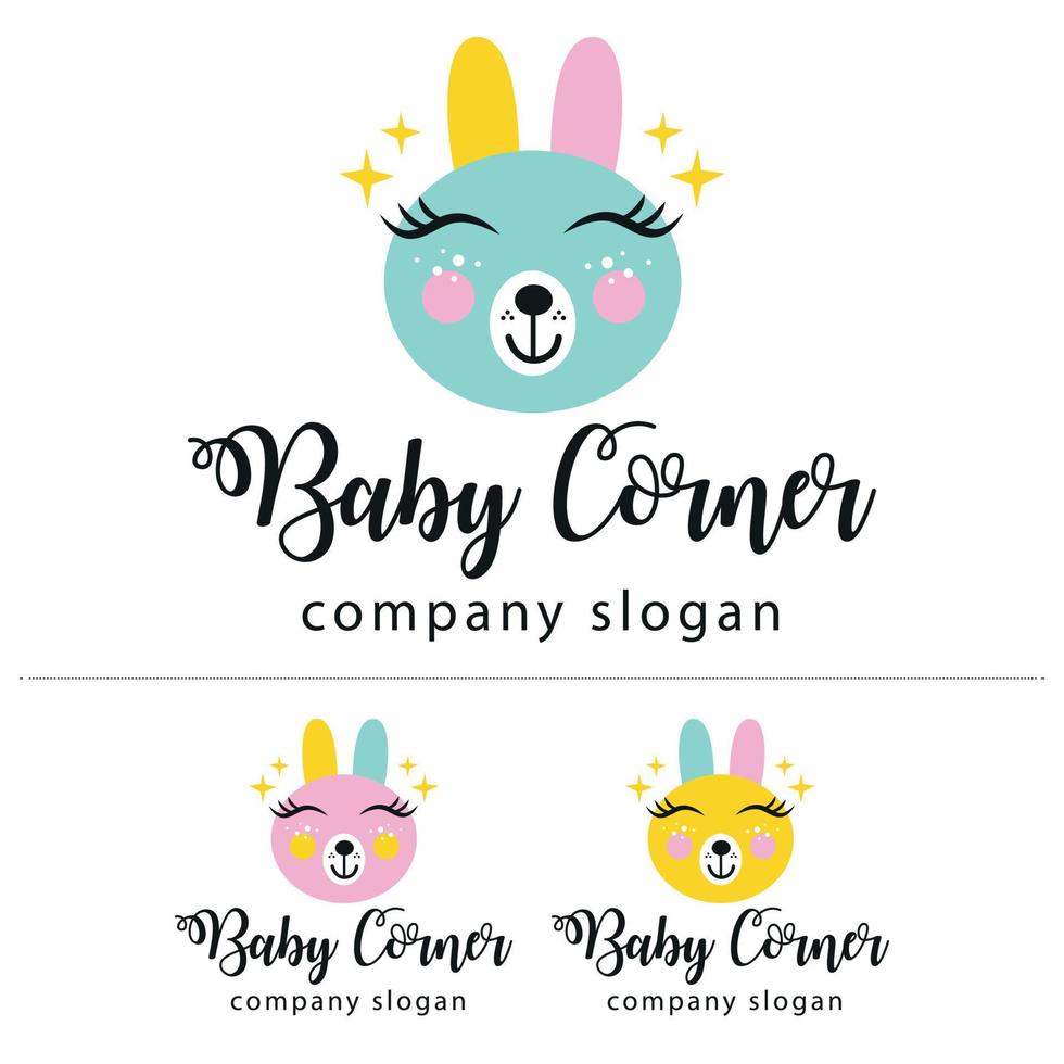baby shop logotyp mall med söt kanin vektor