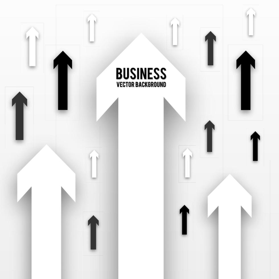 schwarze und weiße Pfeile mit Schatten isoliert auf weißem Hintergrund. geschäftsanalyse, erfolgsstrategie, strategisches planungskonzept. Papiereffekt. einfach zu bearbeitende Designvorlage. vektor
