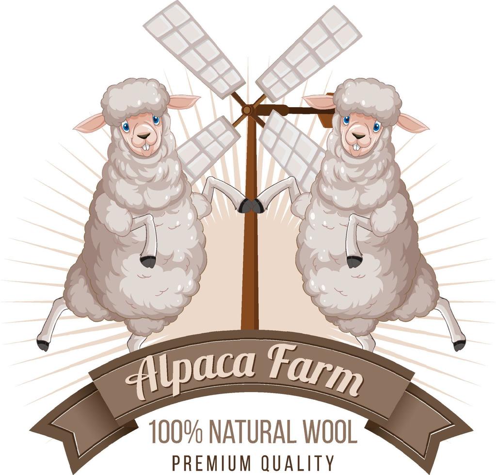 Alpaka-Farm-Logo für Wollprodukte vektor