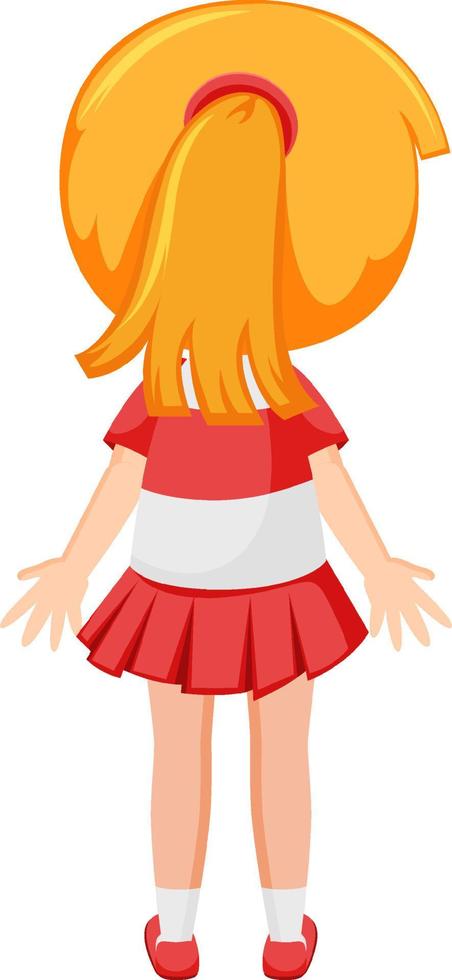 Rückseite einer Zeichentrickfigur eines kleinen Mädchens vektor