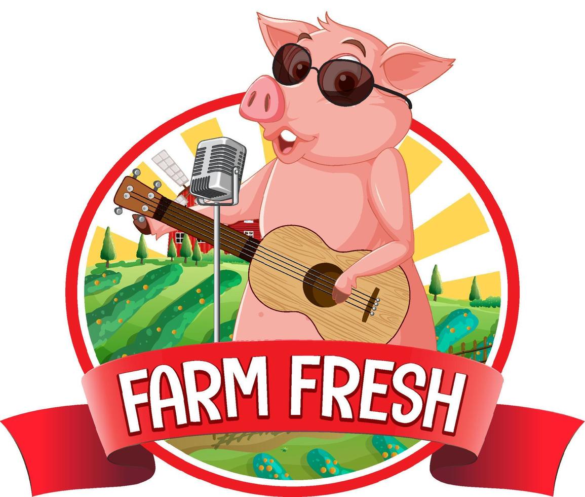 Frisches Logo der Schweinefarm für Schweinefleischprodukte vektor