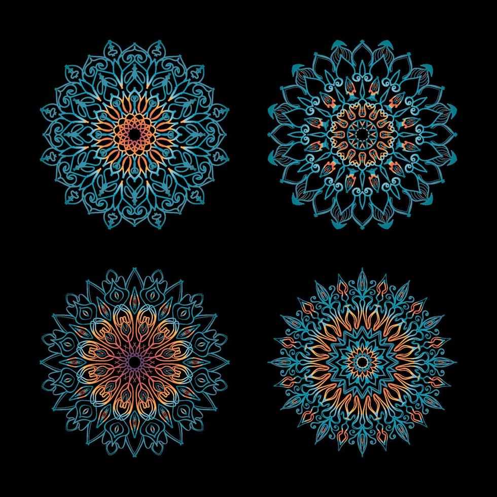 samlingar cirkulärt mönster i form av en mandala för henna, mehndi, tatueringar. målarbok sida. vektor