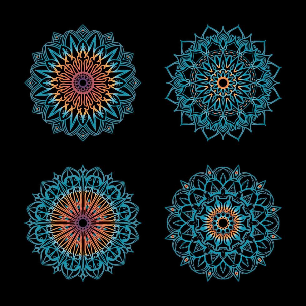 samlingar cirkulärt mönster i form av en mandala för henna, mehndi, tatueringar. målarbok sida. vektor