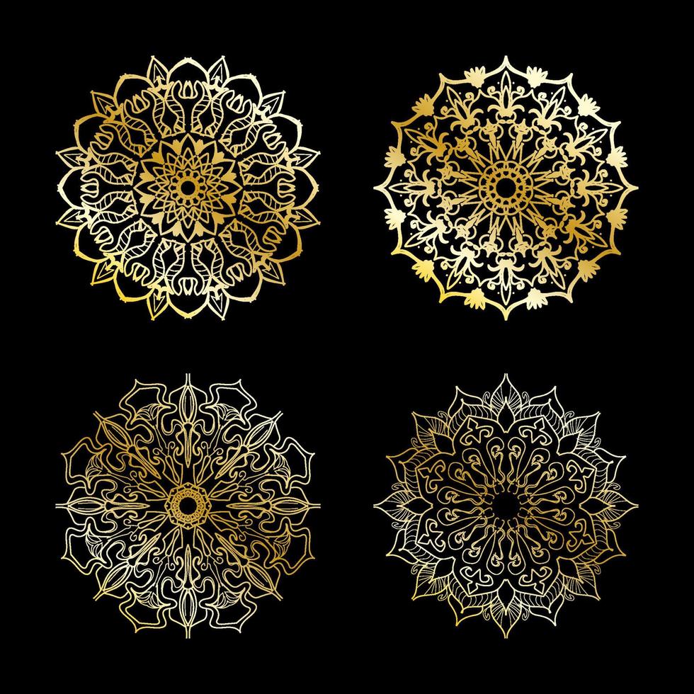 Kollektionen Kreismuster in Form eines Mandalas für Henna, Mehndi, Tattoos. Malbuch Seite. vektor