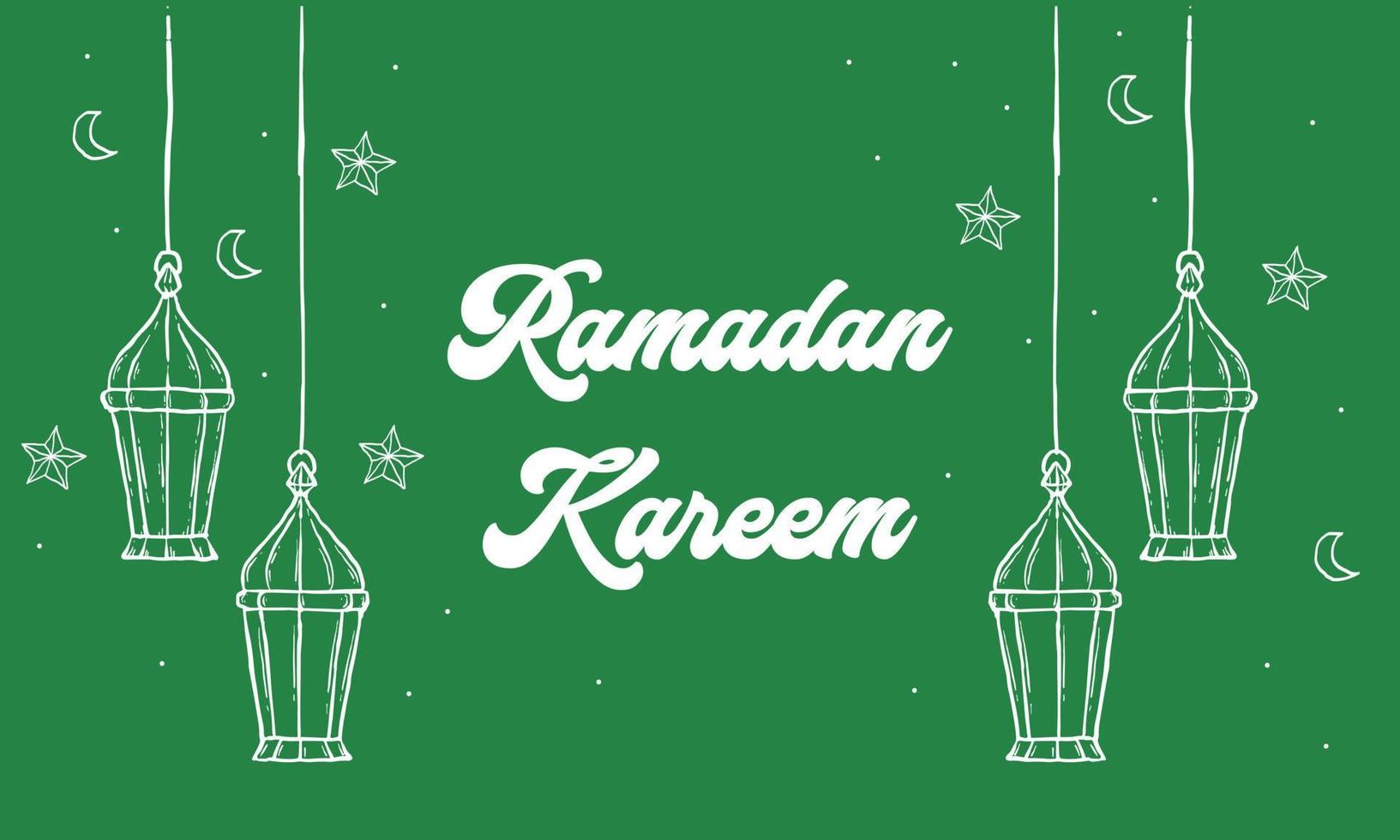 ramadan kareem med handritad islamisk illustration prydnad bakgrund vektor